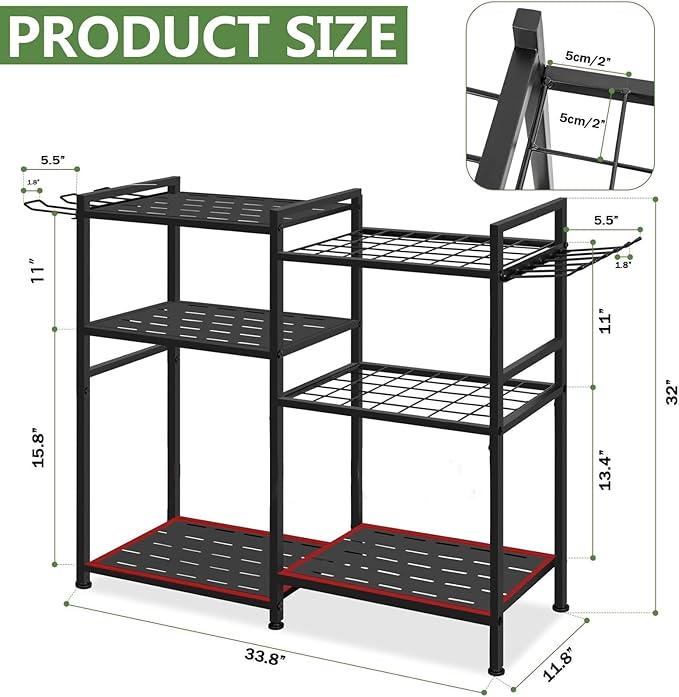 Garden Tool Organizer, 33.8×11.8×32inch Heavy-Duty Steel Garden Tool Rack Storage, Yard Tool Tower Rack for Garage Organizers and Storage, Holds Long-Handled Tools/Rakes/Brooms, Outdoor