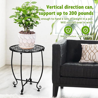 2 Pack 14 Inch Outdoor Side Tables for Patio, Weather Resistant Round Coffee Table,Plant Stand,Small Round Outdoor End Table for Patio,Yard Porch Balcony Garden