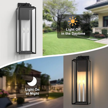 𝟐𝟔𝐈𝐍 Large Outdoor Wall Lights, Modern Exterior Lighting Fixtures with White E12 Base, Wall Mount Lantern Waterproof Outside Sconce for House Porch Patio Yard Front Door