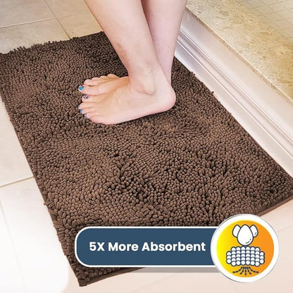 Muddy Mat® | Super Water Absorbent Door Mat Indoor, Microfiber Quick Dry Chenille Entryway Rug, Slip Resistant Front Door Mat, Indoor Mats for Entryway, Machine Washable Pet Rug, Brown 24"x36"