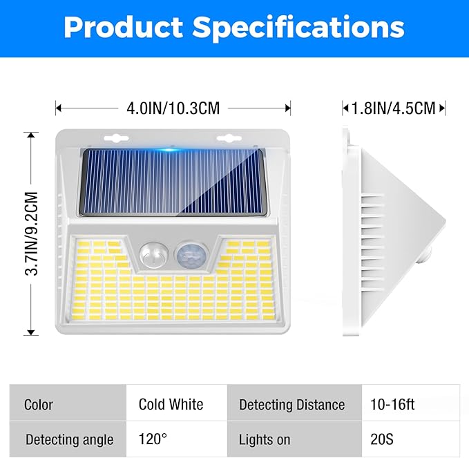 Peasur Solar Lights Outdoor Waterproof [12 Packs/140 LEDs], 3 Lighting Modes Motion Sensor Ultra Bright Security Lights for Outside Fence Patio Deck[White]