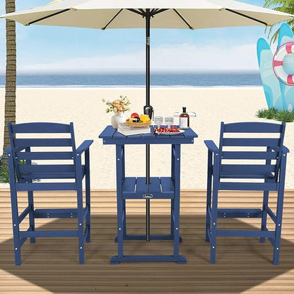 FUNBERRY Bar Height Outdoor Chairs, Tall Adirondack Chairs Set of 2, All Weather HDPE Outdoor Bar Chair for Bistro Patio Balcony