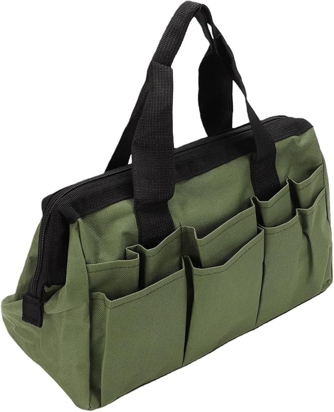 Generic Garden Tool Bag Organizer Heavy Duty 600D Oxford Cloth Toolbox with 11 Pockets for Gardening Work Green