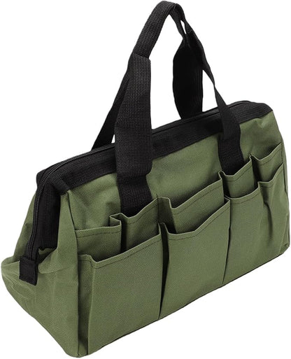 Generic Garden Tool Bag Organizer Heavy Duty 600D Oxford Cloth Toolbox with 11 Pockets for Gardening Work Green