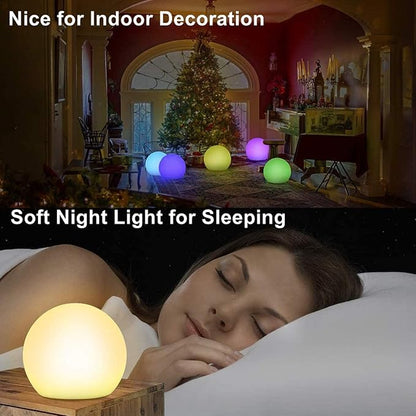 Borelor LED Ball Light, 8-Inch Rechargeable & Remote Control Globe Lights 16 RGB Colors Changing Indoor/Outdoor Night Light for Home/Party/Lawn/Desk Decoration