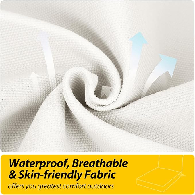 AAAAAcessories Outdoor Seat Cushions for Chairs, Fade-Resistant, Waterproof Patio Furniture Replacement Cushions, 23.5" x 25.5" x 5" + 23.5" x 19", Creamy White