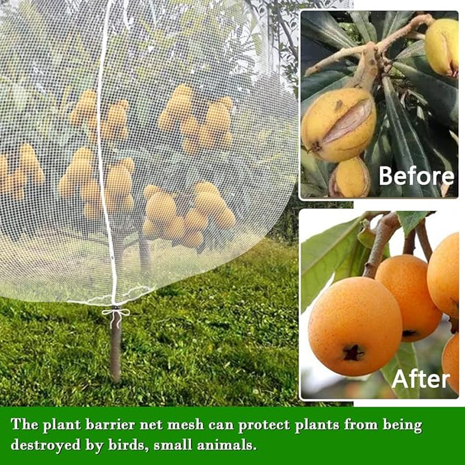 Fruit Tree Netting Covers with Zipper to Protect from Squirrels and Birds Large Netting for Fruit Trees Net Protection, White, 10' x 13', 1 Pack