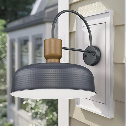 Outdoor Barn Light Hammered Barn Light, Farmhouse Exterior Wall Mount Light Vintage Wall Lighting Fixture Industrial Sconce Lantern for Porch, Entryway, Garage, Blue, 2 Pack, Large