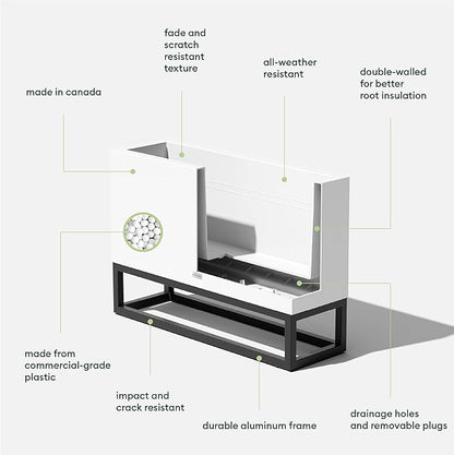 Veradek Block Series Raised Long Box Planter for Patio & Garden | Durable All-Weather Use with Aluminum Stand | Modern Décor for Herbs, Flowers