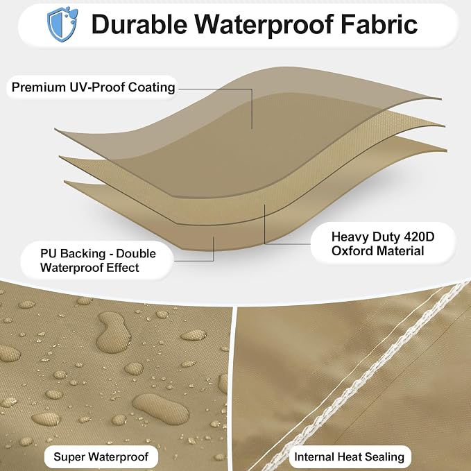 OutdoorLines Waterproof Outdoor Patio Heater Covers with Zipper and Storage Bag, Dust-proof UV-Resistant Windproof Propane Heavy Duty Heater Cover for Standing Heater, 2 Packs-89Hx33Dx19B inch Camel
