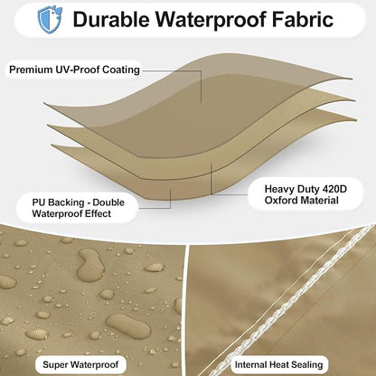 OutdoorLines Waterproof Outdoor Patio Heater Covers with Zipper and Storage Bag, Dust-Proof UV-Resistant Windproof Propane Heavy Duty Heater Cover for Standing Heater, 1 Pack-90Hx23Lx23W inch Camel