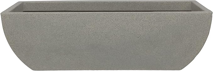 31.5" Wide Planter | Eco-Friendly Large Planter for Indoor or Outdoor Deck/Porch | Durable All-Weather Use Modern Pot for Shrubs, Flowers, Plants - Stone Granite