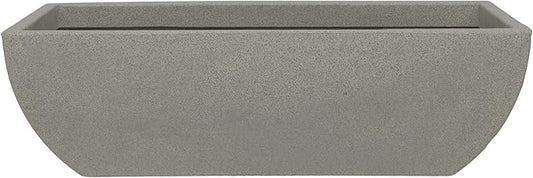 31.5" Wide Planter | Eco-Friendly Large Planter for Indoor or Outdoor Deck/Porch | Durable All-Weather Use Modern Pot for Shrubs, Flowers, Plants - Stone Granite