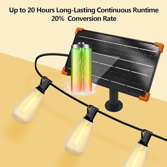 DAYBETTER 120ft Solar String Lights Outdoor Waterproof, 60 Bulbs 2700K Warm White Energy-Saving, Solar Lights for Garden, Patio, Backyard - Perfect for Homeowners