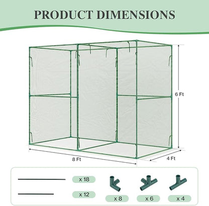 BPS Crop Cages for Garden Plant, 8x4x6 Ft Plant Netting Protection Tent with Zippered Door for Plants, Raised Garden Bed Cover with Frame for Vegetables, Fruits and Flowers