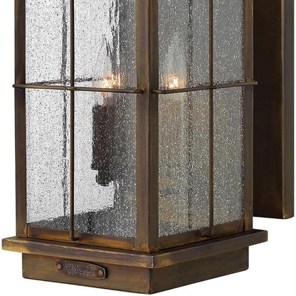 Hinkley Bingham Medium Wall Mount Outdoor Lantern - Gas Light Style, Brass, Clear Seedy Glass - Sienna Finish