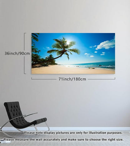 Muolunna ARX0698 Large Canvas Wall Art Summer Ocean Waves Prints Coconut Trees Beach Seascape Painting Hawaii Sea Nature Pictures Stretched and Framed for Living Room Home Office Wall Decor