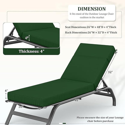 Chaise Lounge Cushions Outdoor, 80" L X 26" W X 4" D Lounge Chair Cushions for Outdoor Furniture, High-Density Foam Outdoor Chaise Cushion-Waterproof Fade-Resistant ThickPatio lounge chair cushion