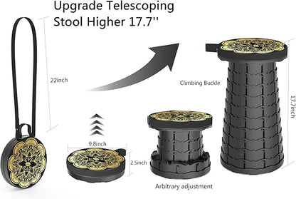 ALEVMOOM Upgraded Portable Collapsible Folding Stool Retractable Telescoping Stool for Adults Sturdy Capacity 440lbs Camping Chair for Outdoor Hiking Garden BBQ