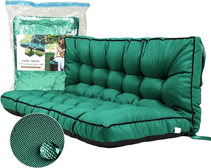 Replacement Cushions for Swing, Swing Cushions 3 Seater Replacement, Waterproof Thicken Washable Pad Cushion for Outdoor Indoor Furniture Swing Patio (Lake Blue, 40x55 inch)