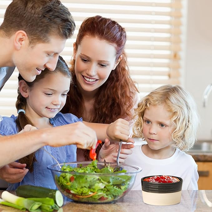 Hasense Ceramic Ramekins Set of 6, 6 Oz Oven Safe Mini Bowls, Black & Beige Farmhouse Ramekins for Creme Brulee, Souffle, Custard & Dipping Sauces