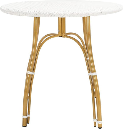 SAFAVIEH PAT4011C Outdoor Kylie White Rattan Bistro Table