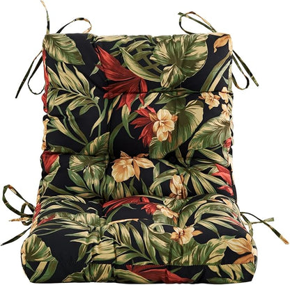 ARTPLAN Seat/Back Outdoor Chair Cushion,Set of 4 Patio Chair Cushion with Tie,Tufted Replacement for Patio Furniture,40x20x4 Inches,4 Count,Floral