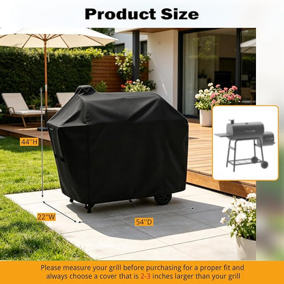 Heavy Duty 54 Inch Grill Cover for Nexgrill 29 in Barrel Offset Charcoal Smoker and Grill, Waterproof BBQ Cover for Nexgrill 810-0029, All-Weather Protection (54" W x 22" D x 44" H)