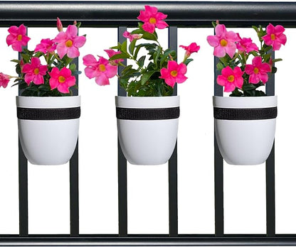 Railing Planter for Outdoor Plants (6-inch, 3-Pack) | Hanging Planter for Railings, Fence Posts | Balcony Wall Planter for Herbs, Flowers and Succulents | Made in The USA