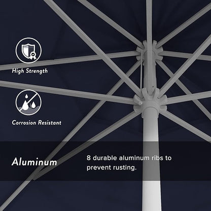 California Umbrella 7.5' Rd Aluminum Patio Umbrella, Crank Lift, Auto Tilt, White Finish