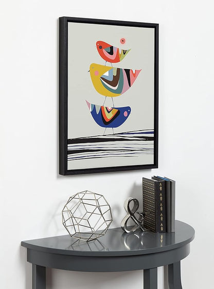 Kate and Laurel Sylvie The Family Tree Framed Canvas Wall Art by Rachel Lee of My Dream Wall, 18x24 Black, Colorful Animal Art for Wall