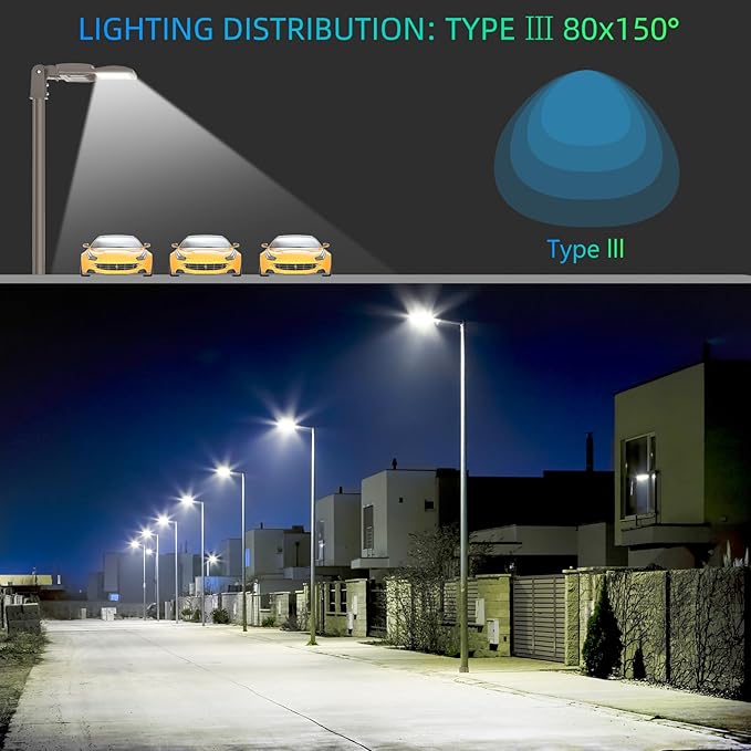 LED Parking Lot Light with Slip Fitter, UL DLC Listed, 5000K Shoebox Pole Light, IP65 Waterproof Commercial Street Area Lighting for Roadway/Driveway/Yard(240W,277-480V)