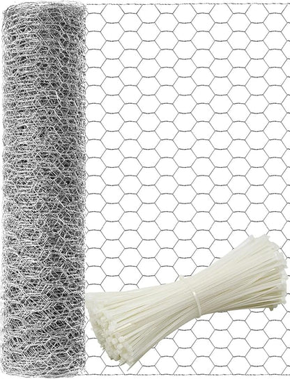 TOYPOPOR Chicken Wire 16'' x 600''(40cm x 15m), Outdoor Anti-Rust Hexagonal Galvanized Chicken Wire Mesh Fencing to Protect Gardening Plants Vegetables Flowers Fruits From Dogs Rabbits Squirrels, 49ft