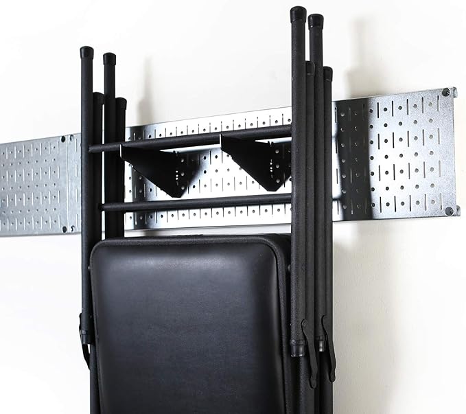 Wall Control Garage Storage Rack Lawn & Garden Tool Organization Wall Mount Organizer - Easy to Install 64" Wide Strong Galvanized Steel Pegboard Set (Shiny Metallic Pegboard)