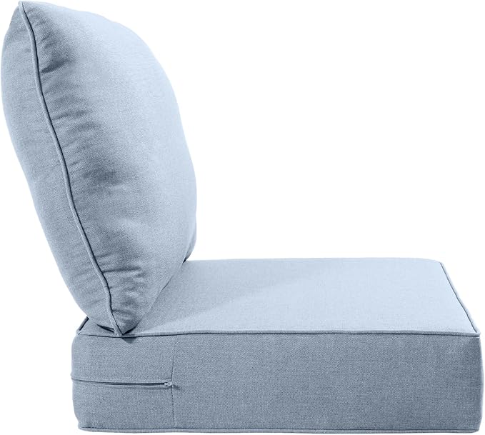 Luxury 22x24/22x25 6-Inch Outdoor Cushions for 5 Peice Patio Furniture Set - Set of 5 Water-Resistant Pillow for Dining Rocking Swivel Chairs Loveseat Couch Sectional Sofa - Baby Blue