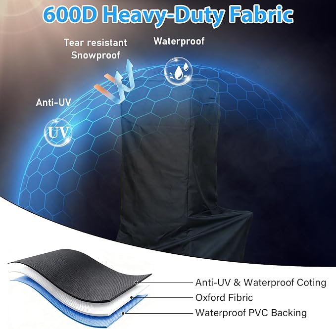 Utheer Grill Cover for Pit Boss 3-Series Gas Vertical Smoker, Upgraded Full-Length Heavy Duty 600D Waterproof Anti-UV Cover for Pit Boss PBV3G1/PBV3A1/10947, Double-Stitched Tear-Resistant Seams