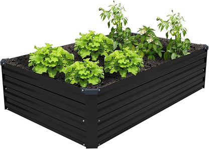 4×3×1FT(2PCS) Galvanized Raised Garden Bed Kit Metal Planter Boxes,Large Raised Garden Bed for Planting Vegetables,Flowers,Herbs -Black