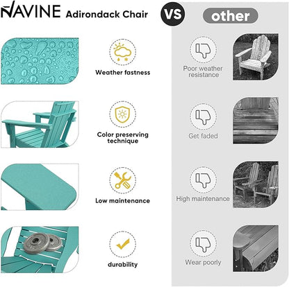 Adirondack Chair Set of 2, HDPE Folding Adirondack Chair with Multifunctional Cup Holder, Weather Resistant Fire Pit Chair for porches, patios, patios, poolsides, Decks.