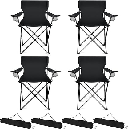 HaSteeL Camping Chairs 4 Pack, Oversized Folding Chair with Cup Holders for Adults, Portable Chair & Carry Bag for Outdoor Backyard, Beach, Lawn, Patio, Picnic, Fishing, Oxford Fabric & Heavy Duty