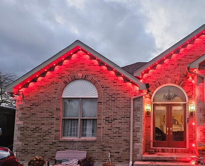 Permanent Outdoor Christmas Lights for House WiFi,150ft Smart RGB+IC Color Eave House Lights,Tunable Warm to Cool White 60lm for Daily Lighting,IP67 Waterproof, Alexa Google APP Remote Control