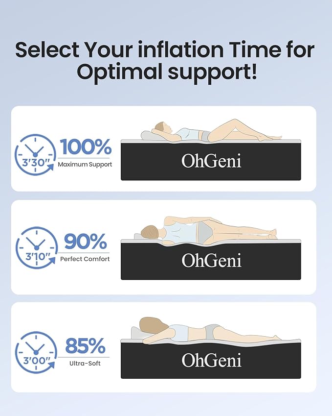 OhGeni Cal King Air Mattress with Built in Pump, 18" Tall Inflatable Blow Up Bed, Luxury Comfort for People(190CM Height), Keep Feet from Dangling, Colchon inflables, Ideal Alternative to a Bed