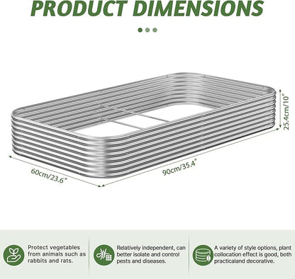 3x2FTx10Inch Galvanized Raised Garden Bed, Outdoor Metal Planter Box for Vegetables Flowers, Large Steel Above Ground Gardening Box