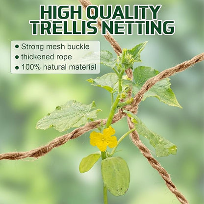 1 Piece 8 ft Jute Net Plant Support Netting Heavy Duty Garden Plant Trellis Netting for Climbing Plants Outdoor Indoor Grow Net for Cucumber Vine Tomatoes Peas Flower Fruits Vegetables