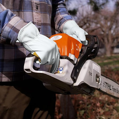 OZERO Leather Work Gloves for Men, Cowhide Gardening Gloves with Reinforced Palm, Flexible Keystone Thumb, Elastic Wrist