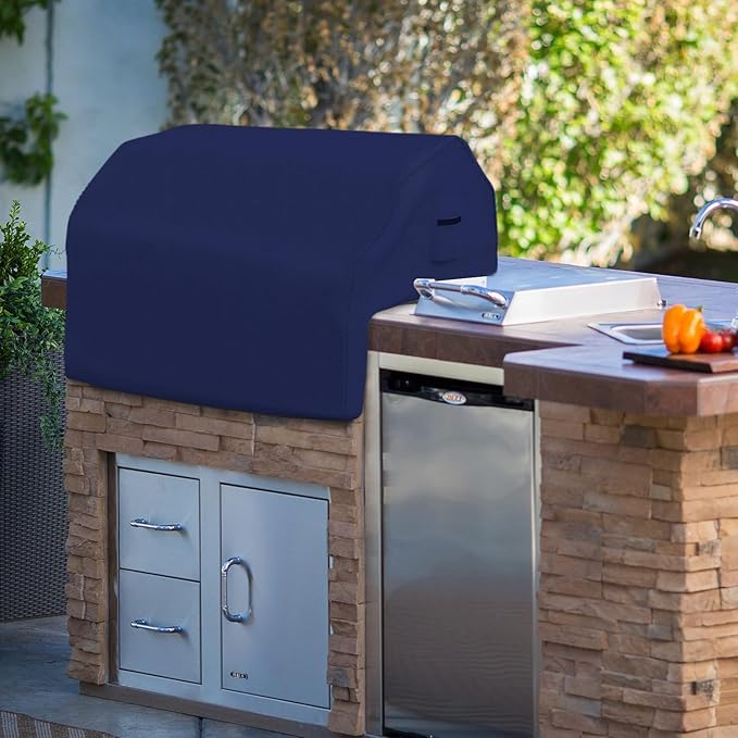Covers & all Built-in Outdoor Grill Cover, Durable 12 Oz Waterproof Cover Max Material with Air Pocket & Elastic for Snug Fit (48" W x 27" D x 26" H Inches, Blue)