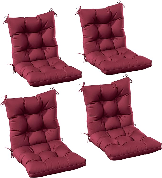 Patio Seat&Back Chair Cushions for Outdoor Furniture，Comfortable Cushions for Rocking/Dining/Lawn Chair-Set of 4