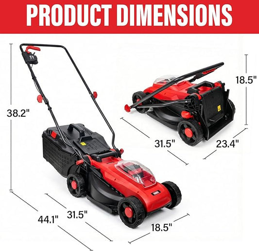 MZK 20V 13" Electric Lawn Mower, Brushless Cordless Lawn Mower with 4-Position Height Adjustment, Walk-Behind Push Mowers with 8 Gallon Grass Bag, 2 x 4.0Ah Batteries & Charger Included, LM13B8