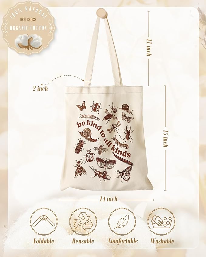 Miss Adola Aesthetic Canvas Tote Bag for Women - Sturdy Cloth Cotton Totes Bag with Pattern Shoulder Bag