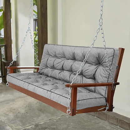 Swing Replacement Seat Cushions, 2-3 Seater Bench Cushions for Outdoor Furnitur with Backrest, Garden Recliner Seat Cushions Waterproof Sofa Pads (Light Gray, 63x40in)