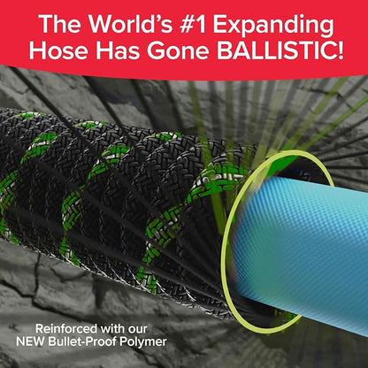 Pocket Hose Ballistic Double UV Edition 25 FT Expandable Garden Hose w/Pocket Pivot Swivel Connector, Anti-Burst Sleeve Reinforced w/Bulletproof Fiber, Lightweight, No-Kink, Compact, AS SEEN ON TV